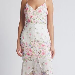Lulu's Floral Pink and White Dress